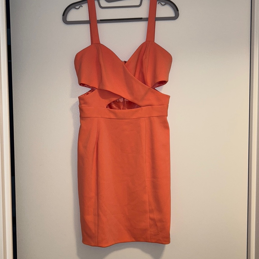 JAYGODFREY Orange Cutout Sheath Dress